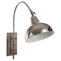 Large Brass adjustable Wall Sconce with Dome Shade in Polished Nickel
