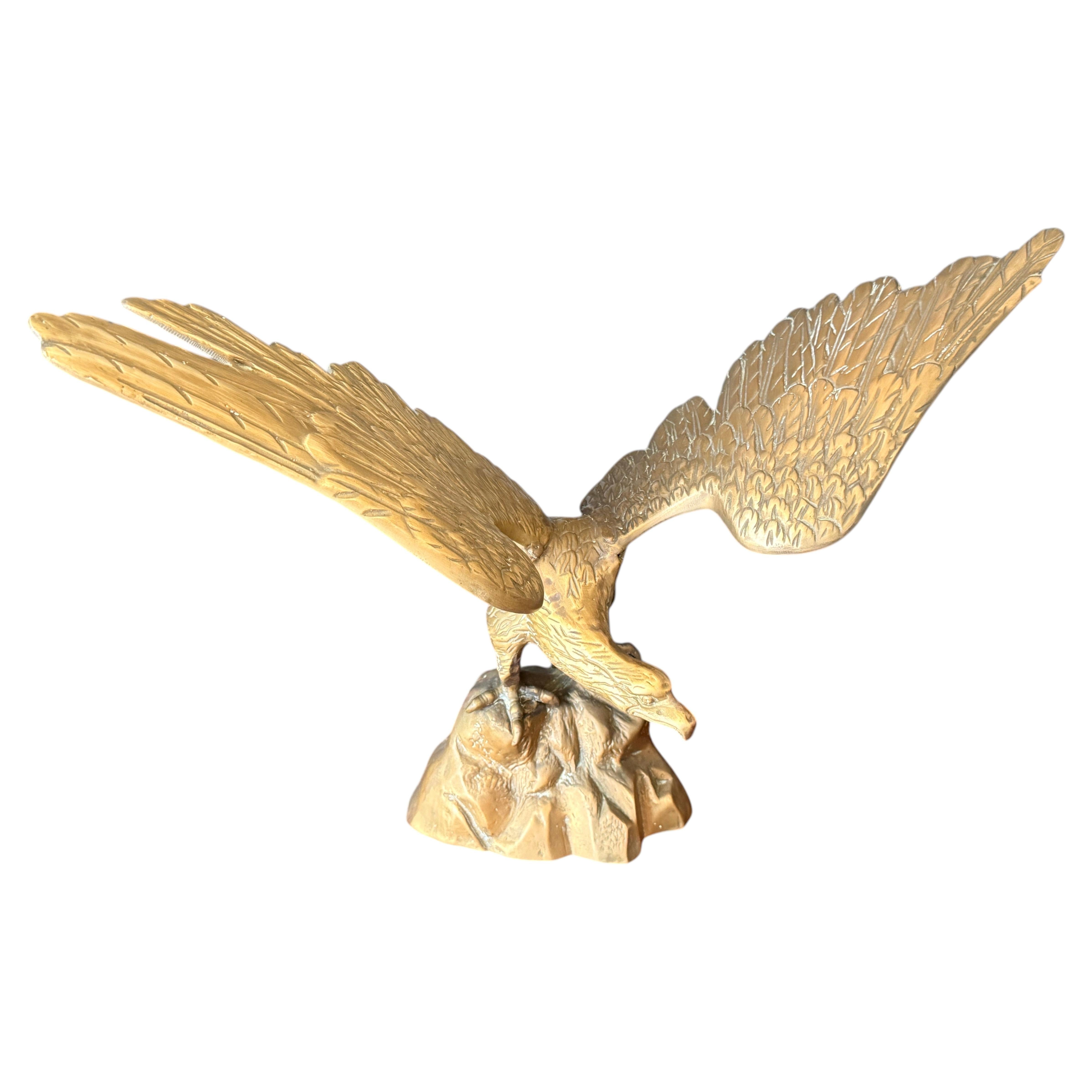 Large Brass American Bald Eagle Sculpture