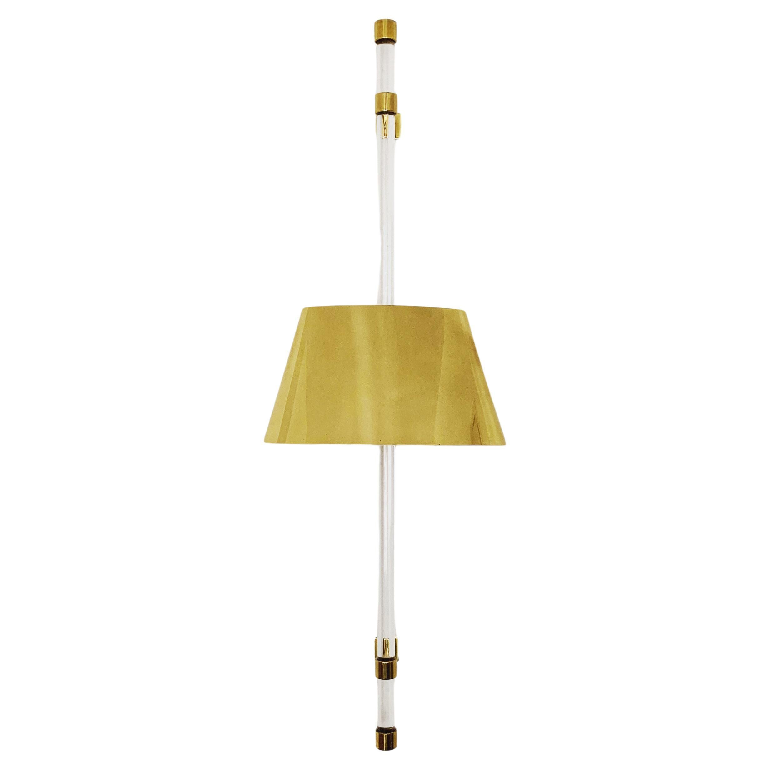 Large Brass and Acrylic Wall Lamp