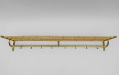Large Brass and Bamboo Wall Coat Rack, 1960 Italy