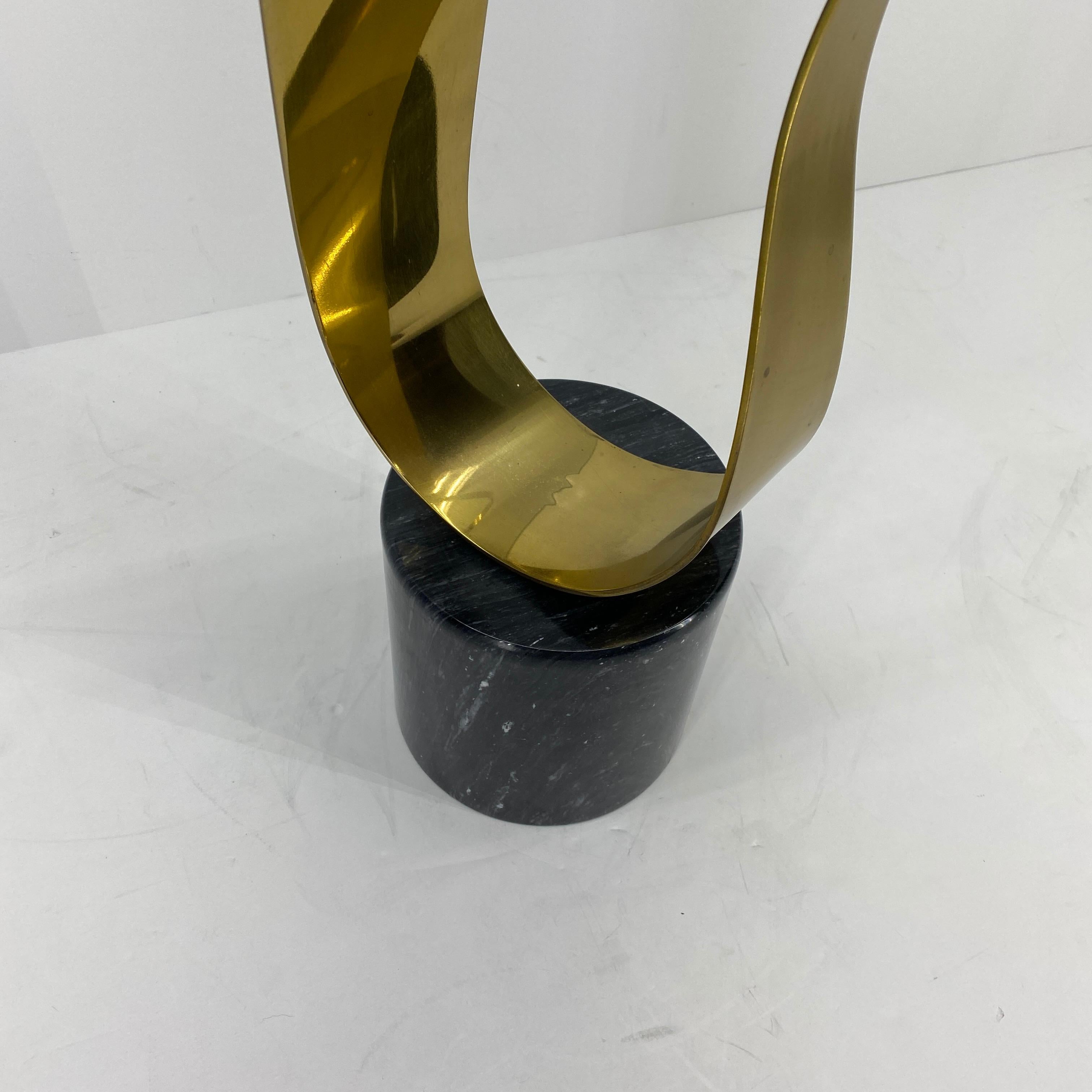 Large Brass and Black Marble Sculpture Signed by Curtis Jere 2