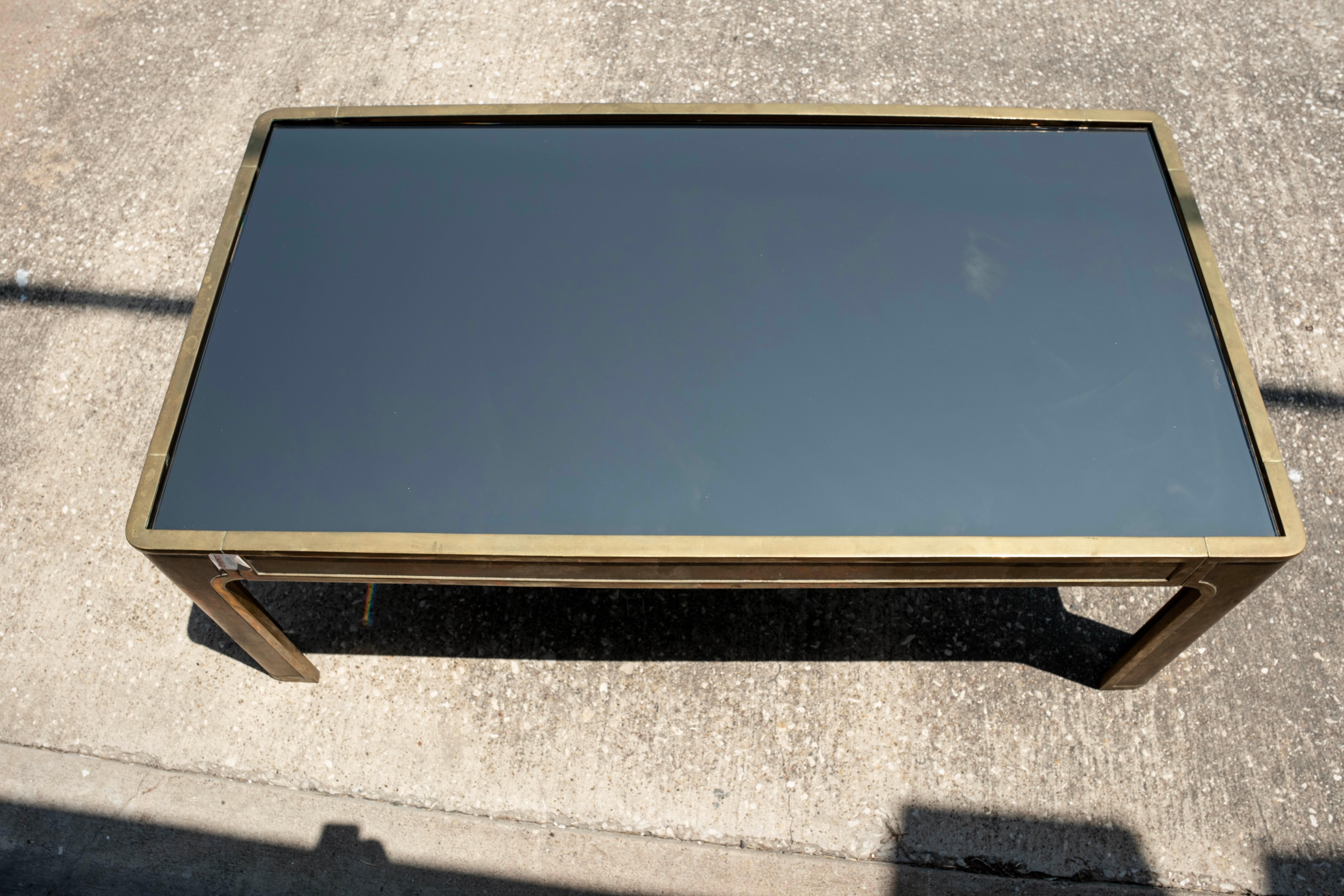 Large Brass And Bronzed Mirror Coffee Table By Peter Guzhy 3