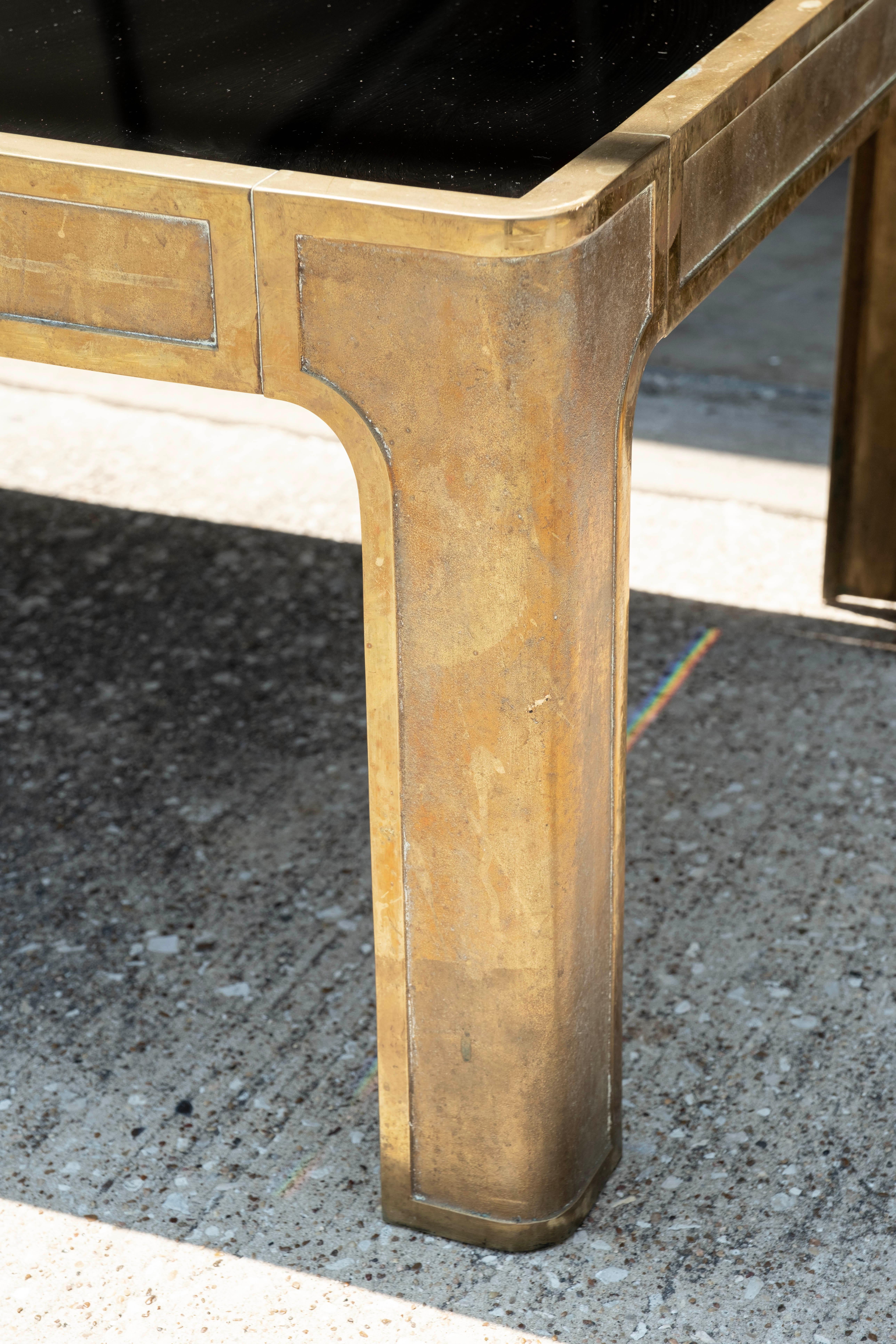 Dutch Large Brass And Bronzed Mirror Coffee Table By Peter Guzhy