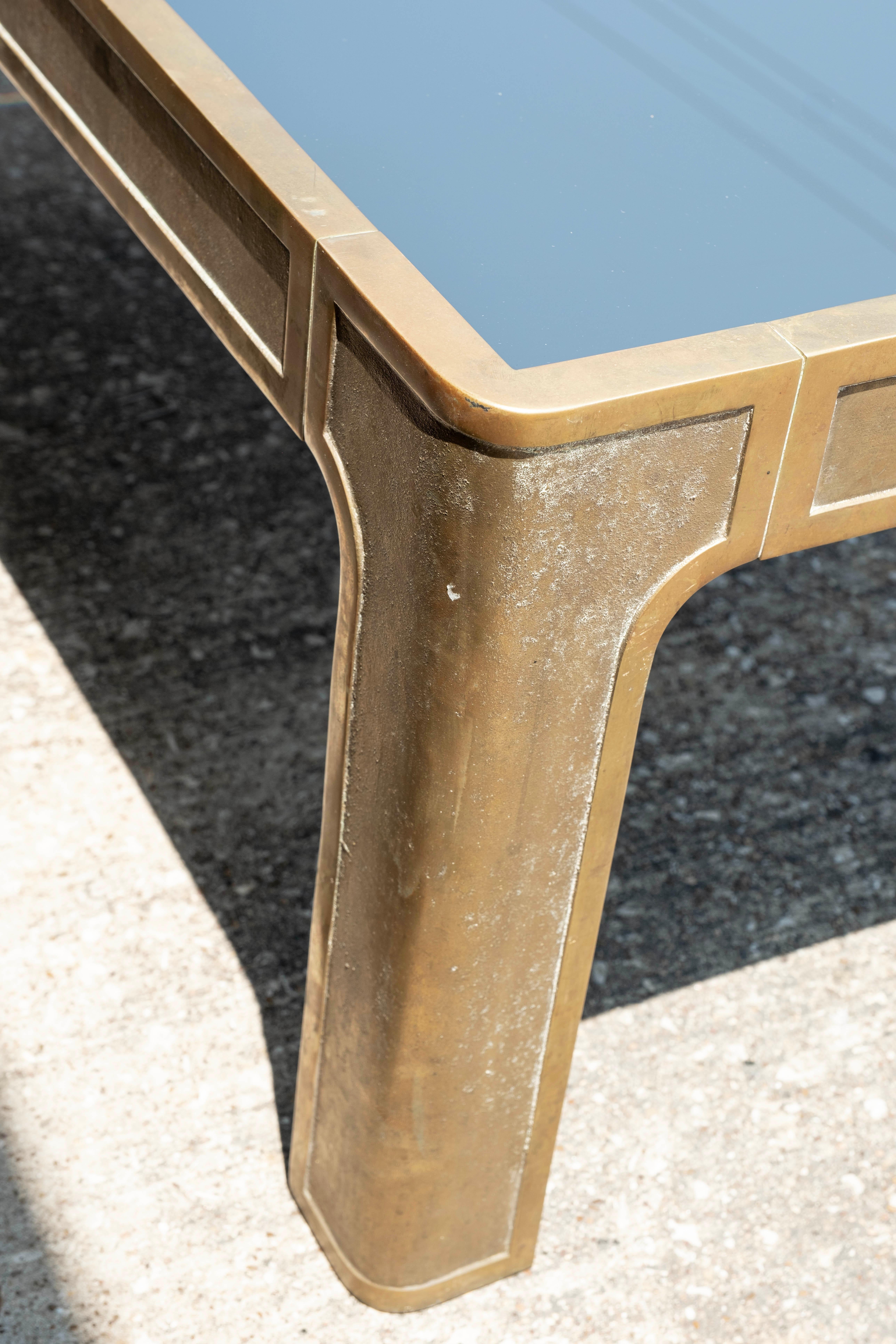Late 20th Century Large Brass And Bronzed Mirror Coffee Table By Peter Guzhy
