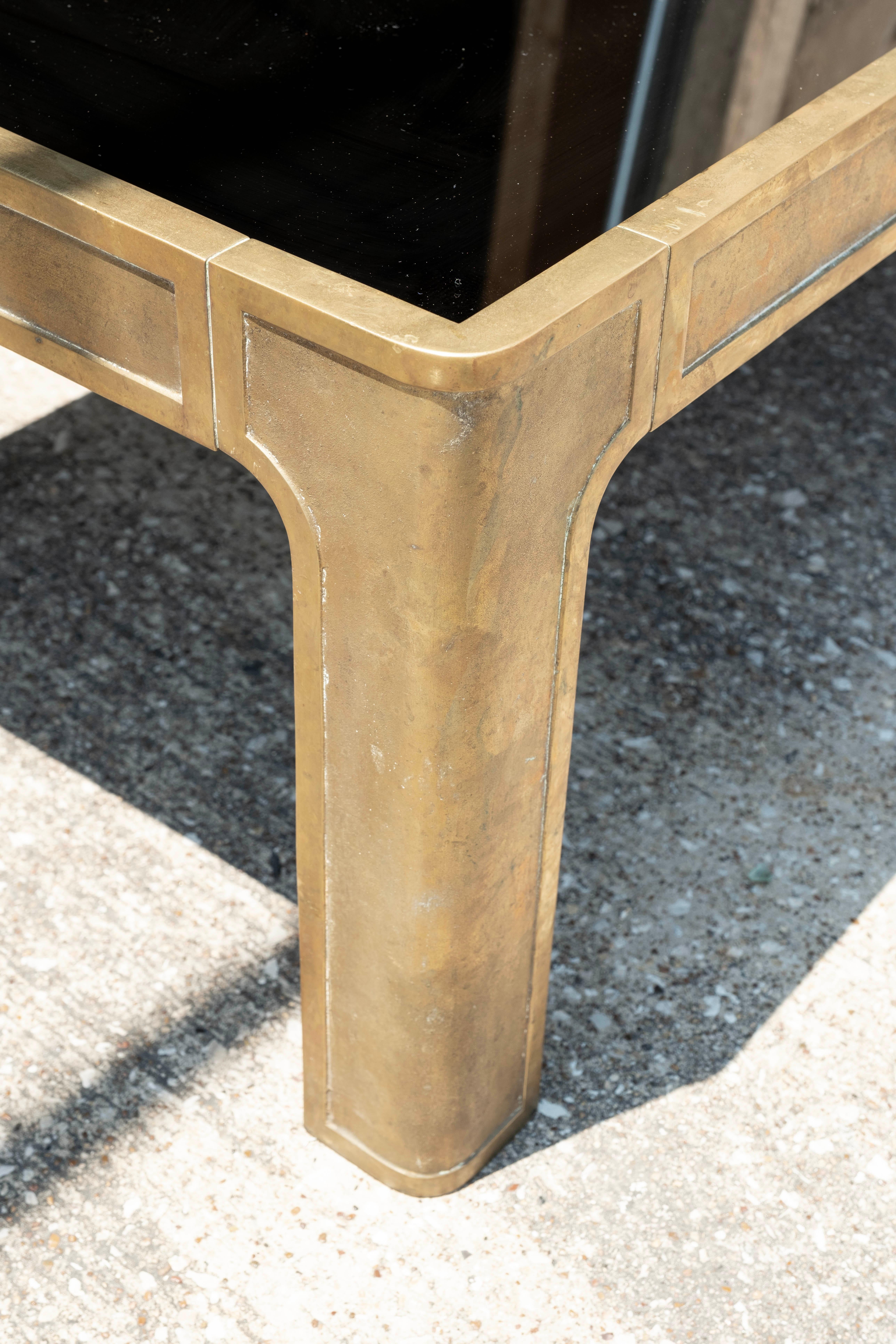 Large Brass And Bronzed Mirror Coffee Table By Peter Guzhy 1