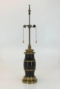 Large Brass and Brown Painted Table Lamp by Stiffel