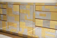 Large Brass and Chrome Cityscape Sideboard by Paul Evans, USA, 1970's