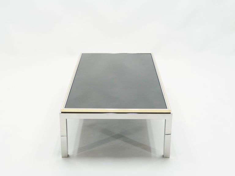 Large Brass and Chrome Coffee Table Willy Rizzo Model Flaminia, 1970s For Sale 4