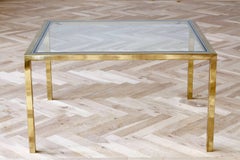 Large Brass and Chrome Mid-Century Coffee Table Attributed to Maison Jansen