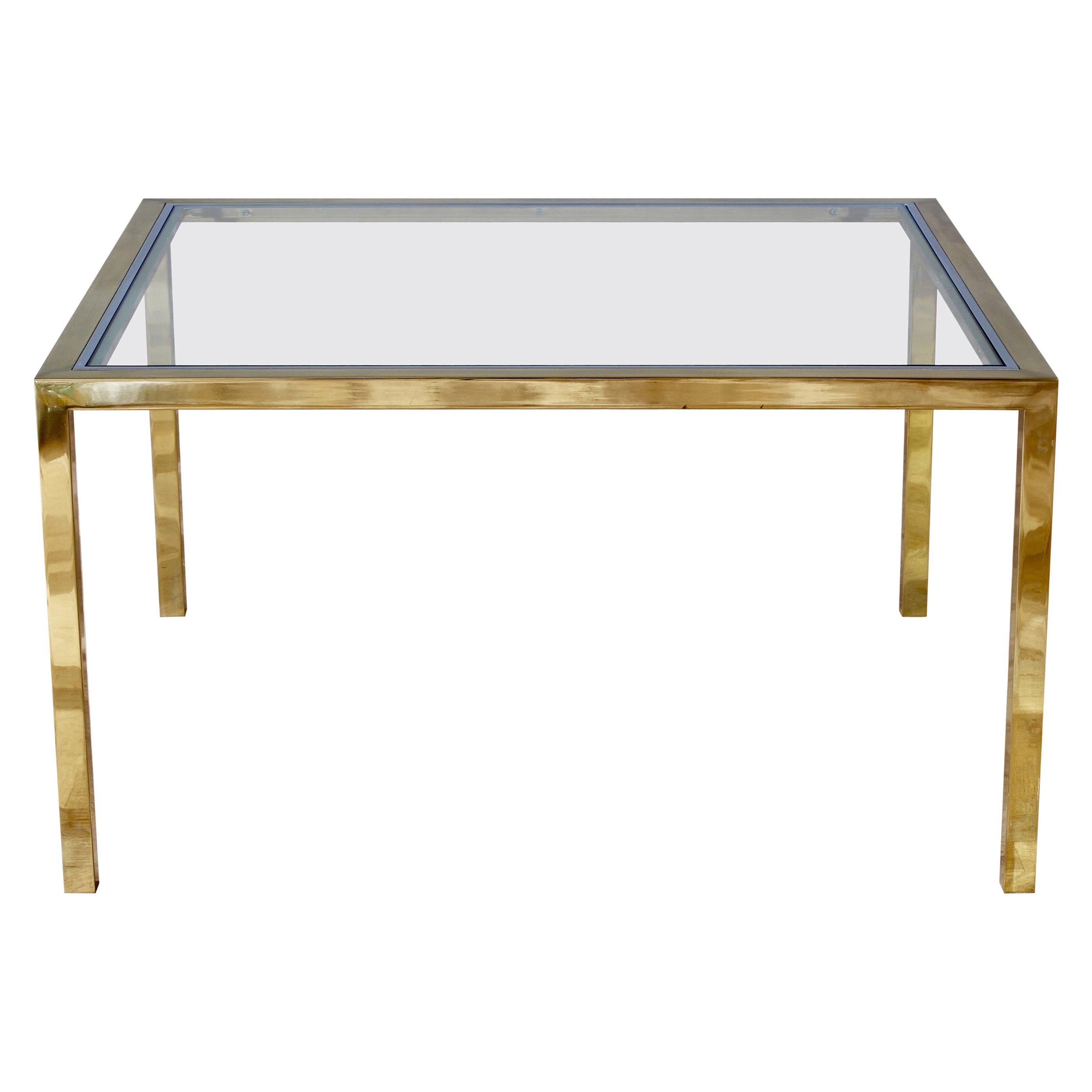 Large Brass and Chrome Mid-Century Coffee Table Attributed to Maison Jansen