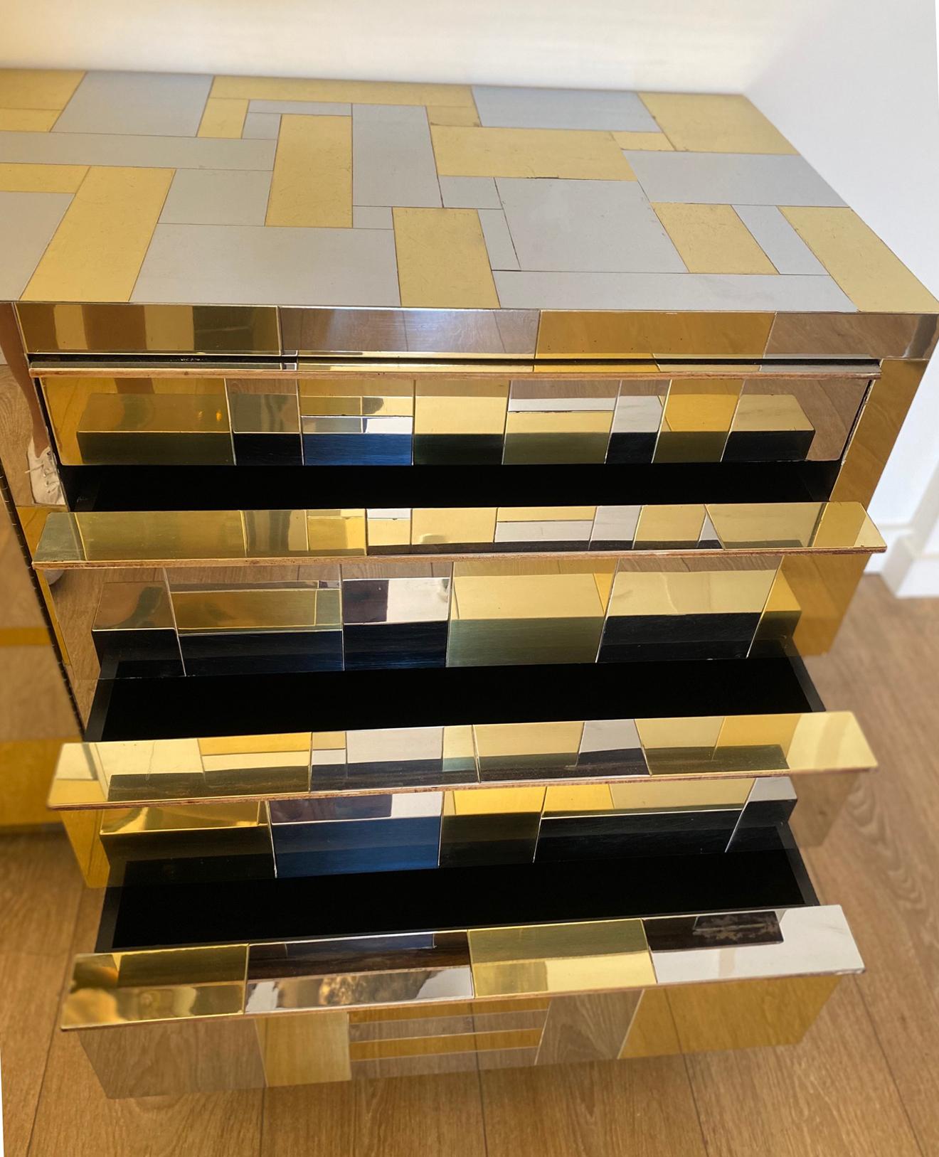 Large Brass and Chrome Sideboard by Paul Evans, USA 1970's 3