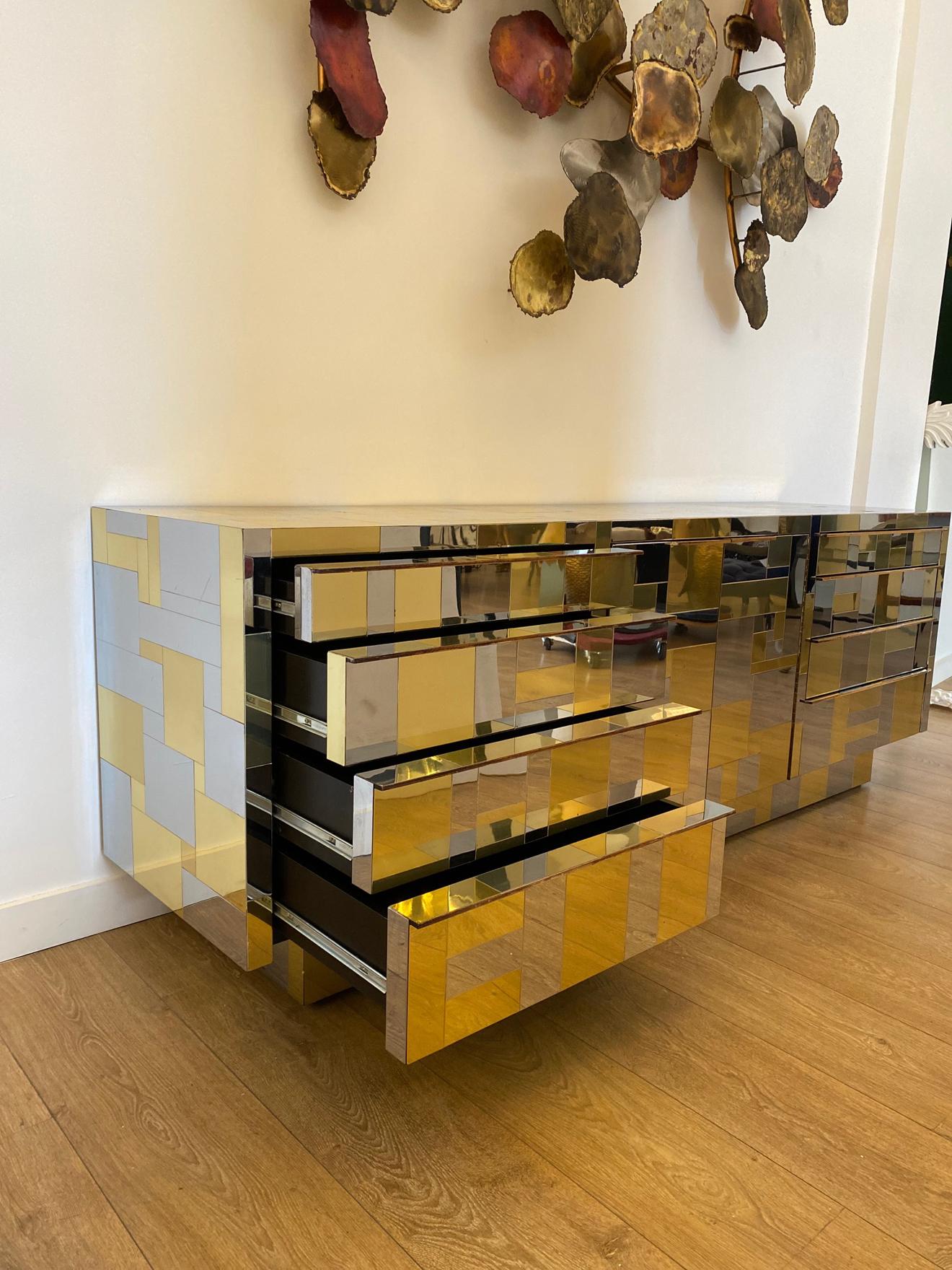 Large Brass and Chrome Sideboard by Paul Evans, USA 1970's 5