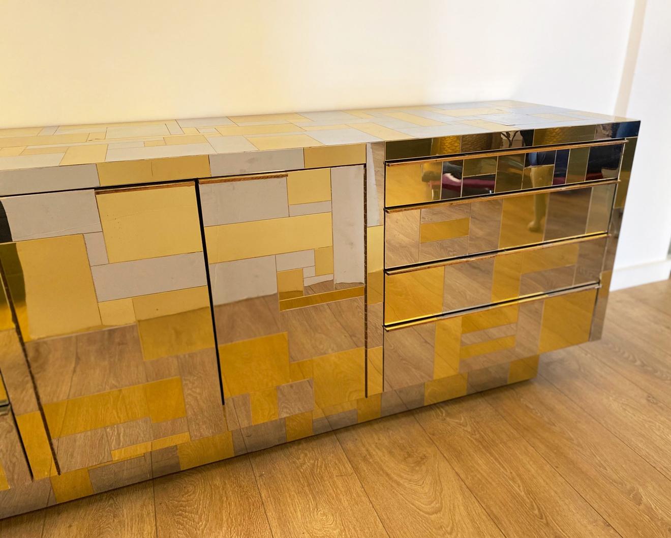 North American Large Brass and Chrome Sideboard by Paul Evans, USA 1970's