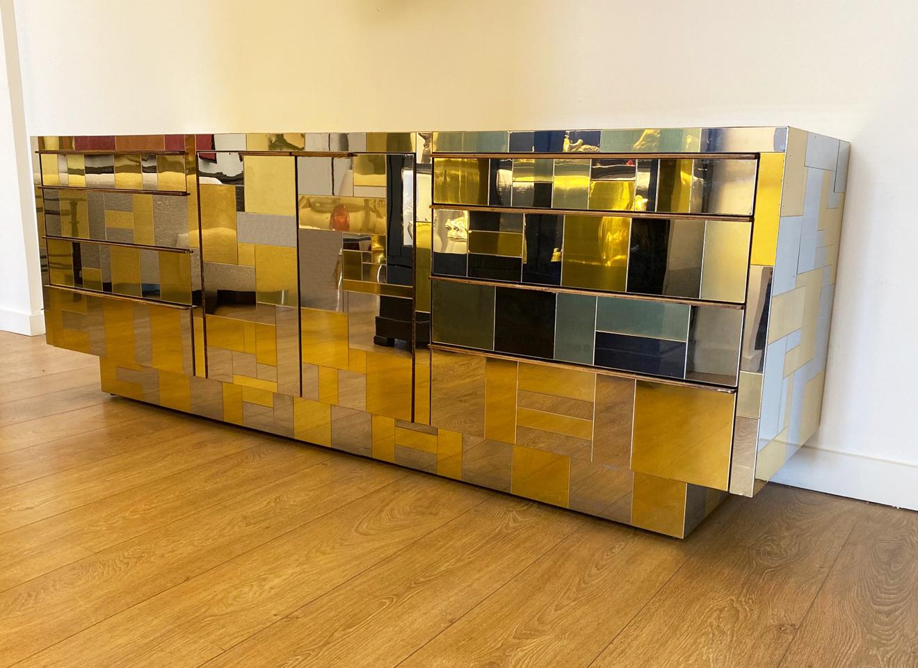 Late 20th Century Large Brass and Chrome Sideboard by Paul Evans, USA 1970's