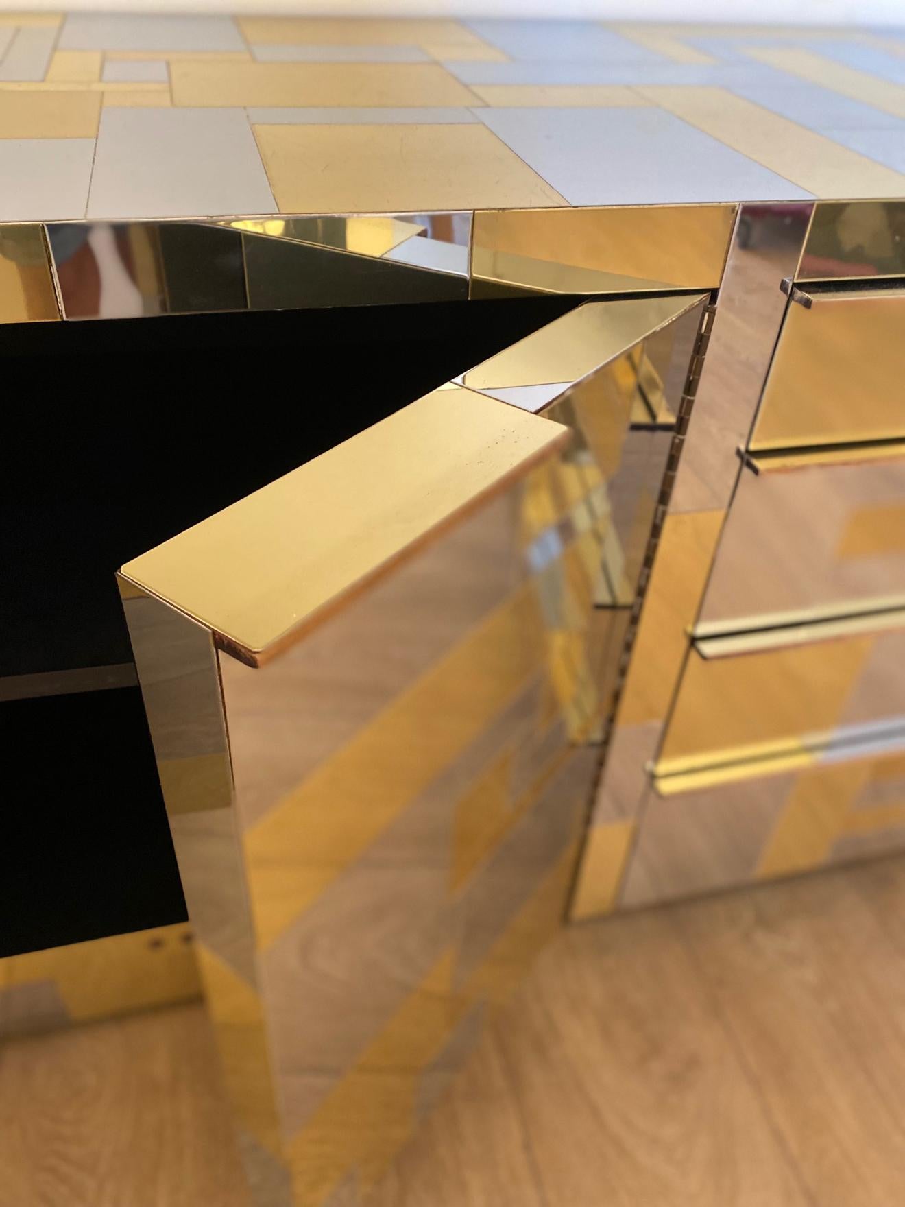 Large Brass and Chrome Sideboard by Paul Evans, USA 1970's 2