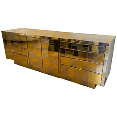 Large Brass and Chrome Sideboard by Paul Evans, USA 1970's