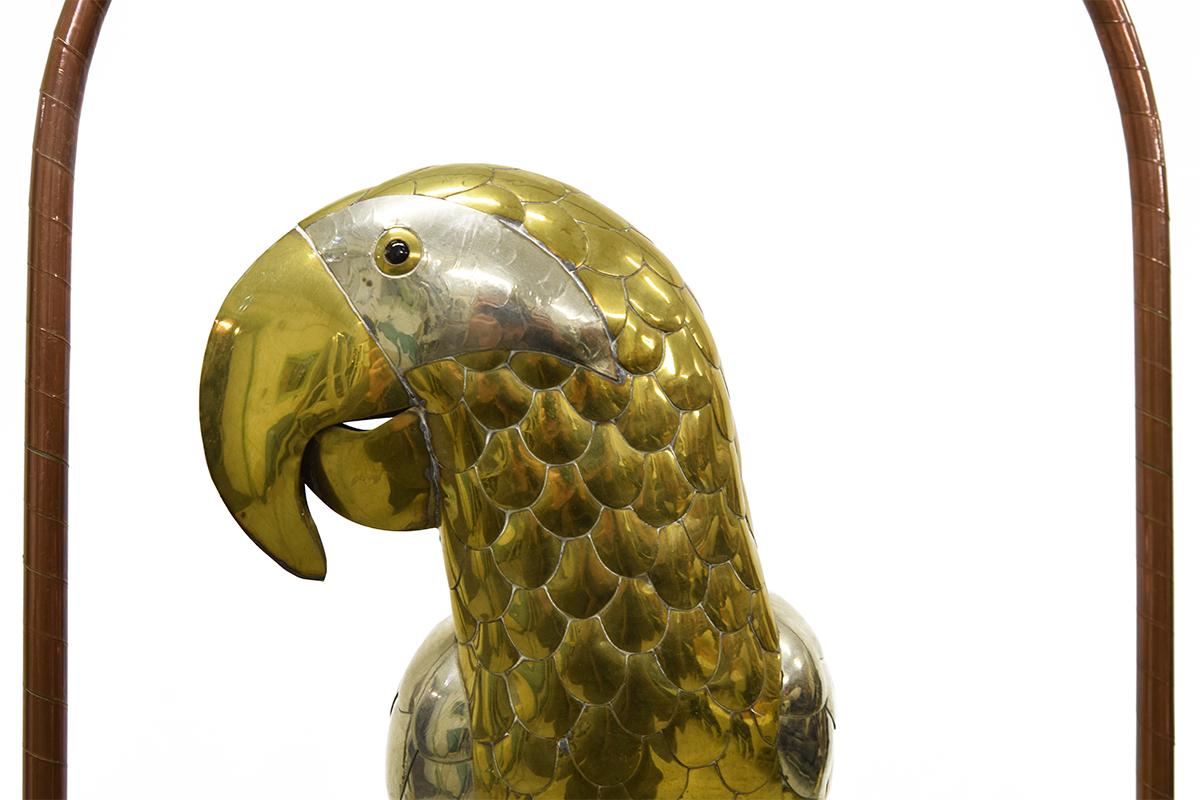 Mid-Century Modern Large Brass and Copper Parrot by Sergio Bustamante, 1960s
