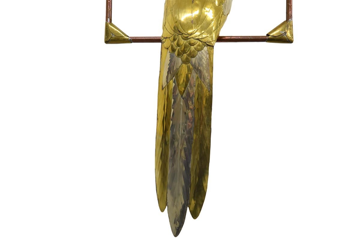 Mexican Large Brass and Copper Parrot by Sergio Bustamante, 1960s