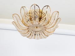 Grande lampadario in ottone e cristallo, disegnato da Palwa, Germania, anni '70