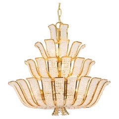 Large Brass and Crystal Chandelier, Designed by Palwa, Germany, 1970s