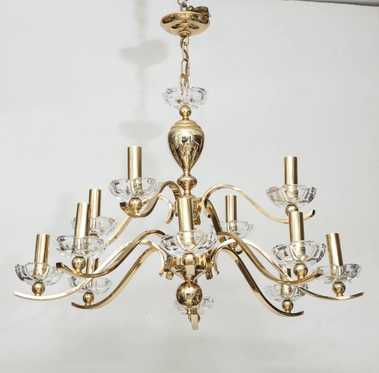 Large Brass And Crystal Chandelier For, Rewiring A Crystal Chandelier Worth