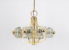 Large Brass and Crystal Glass Pendant by Sische, Germany, 1970s