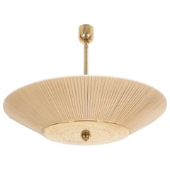 Large Brass and Fabric Semi Flush Lamp Austria, circa 1955