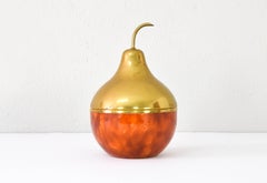 Large Brass and Faux Carey Pear Ice Bucket Italian Modern Manetti Style