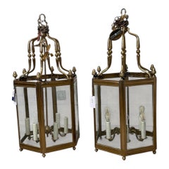 Large Brass and Glass Lanterns by Christopher Wray, England, 1980s (2 available)