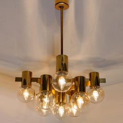Large Brass and Glass Light Fixture in the Style of Jacobsson, 1960s