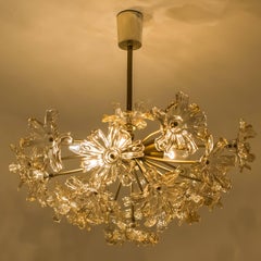 Grand lustre à fleurs de Murano en laiton et verre, Italie, 1970