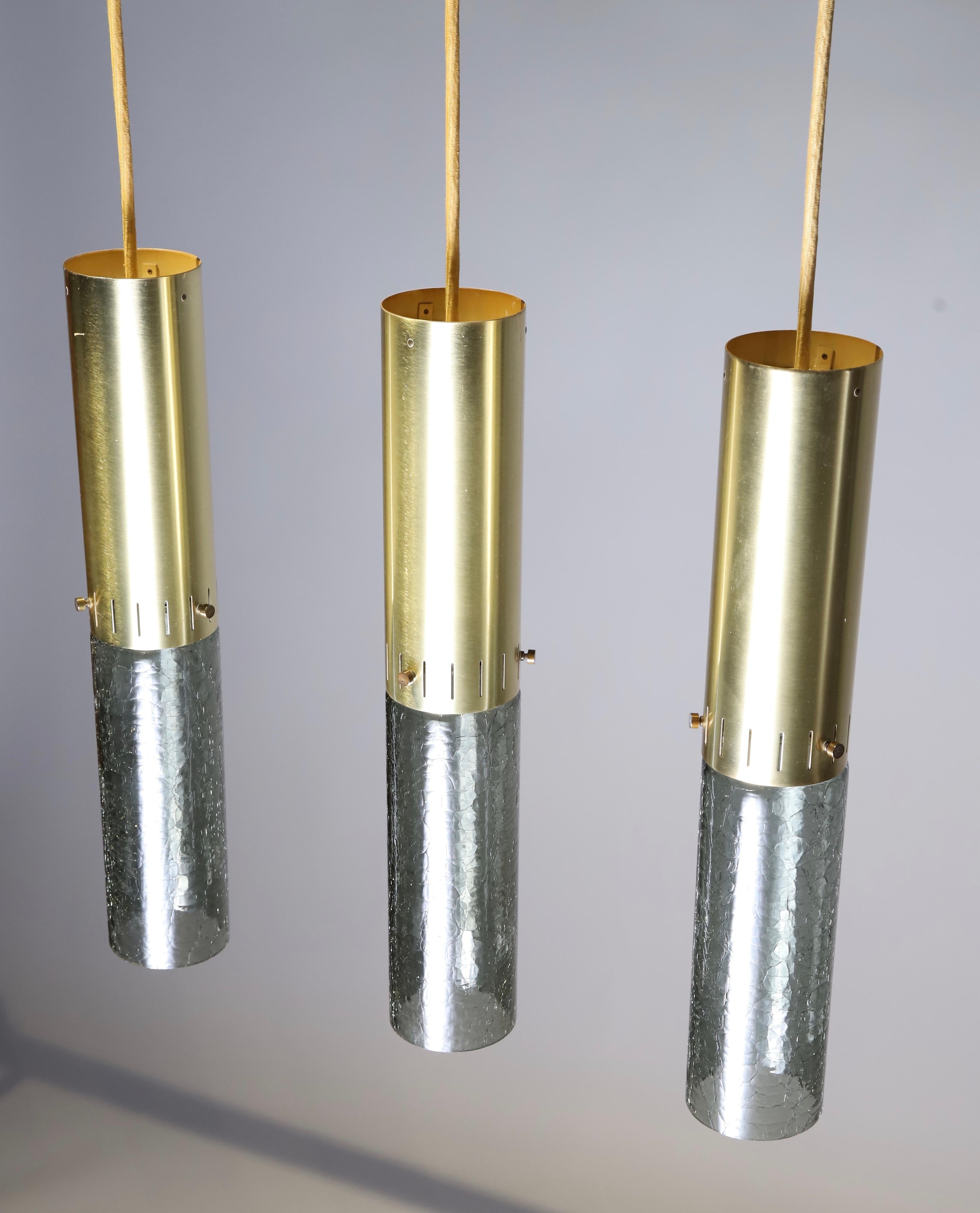 Large Brass and Glass Pendant Lights by Moe Lighting 5