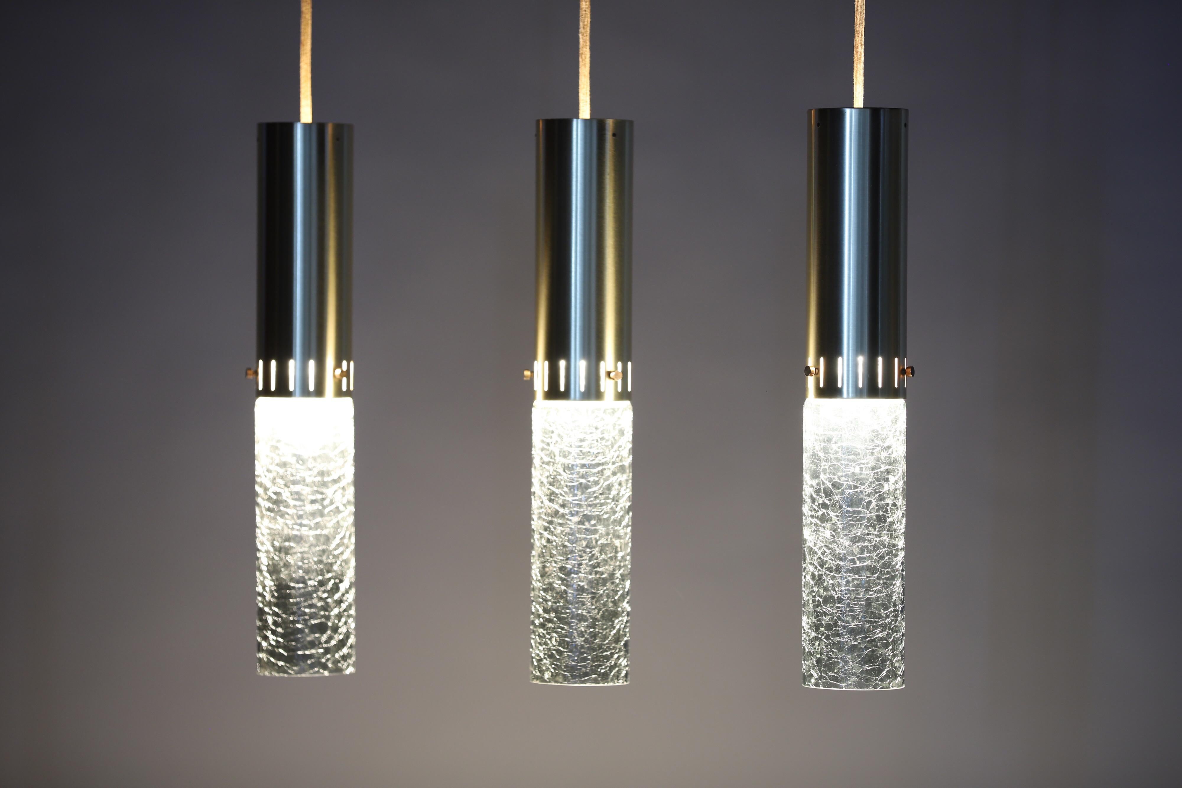 Large Brass and Glass Pendant Lights by Moe Lighting 9