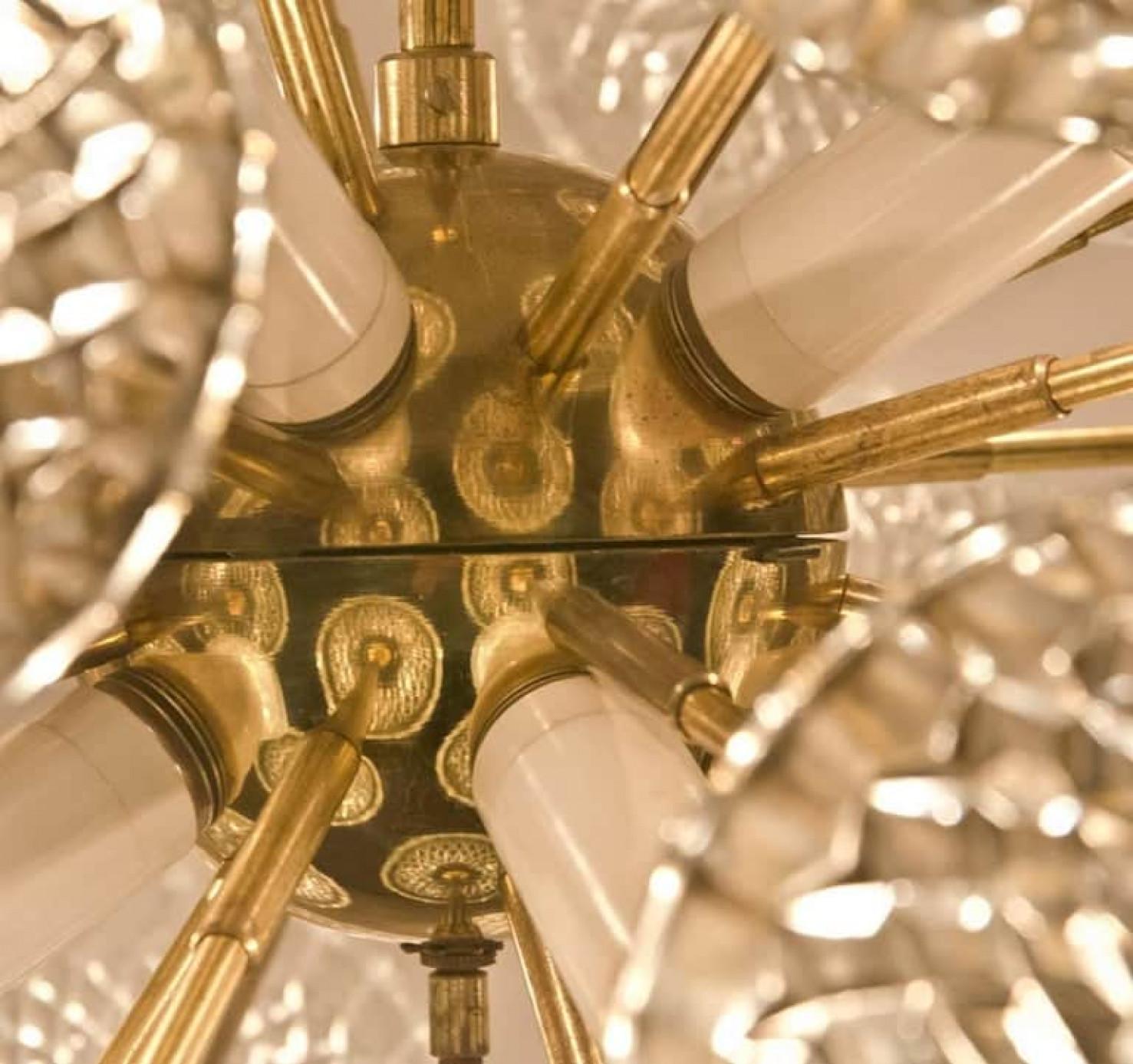 Austrian Large Brass and Glass Sputnik in the Style of Emil Stejnar, 1960 For Sale