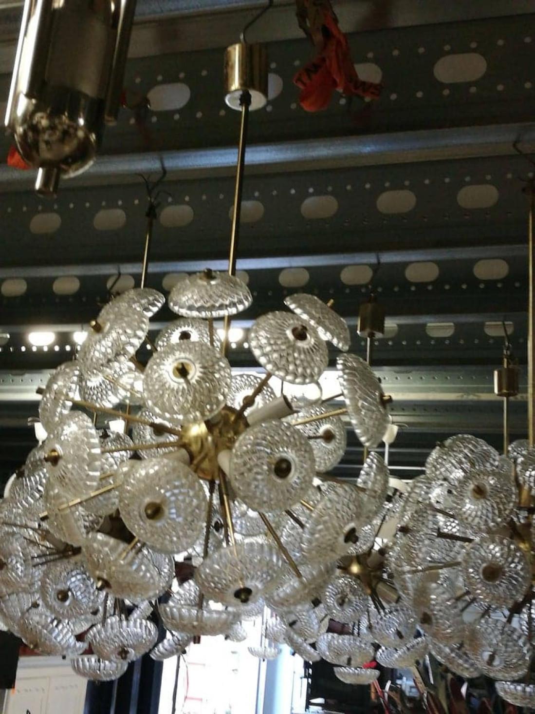 20th Century Large Brass and Glass Sputnik in the Style of Emil Stejnar, 1960 For Sale