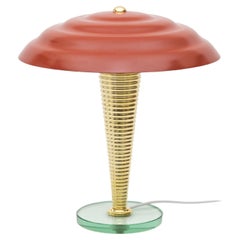 Large Brass and Glass Table Lamp, Italy, 1950s