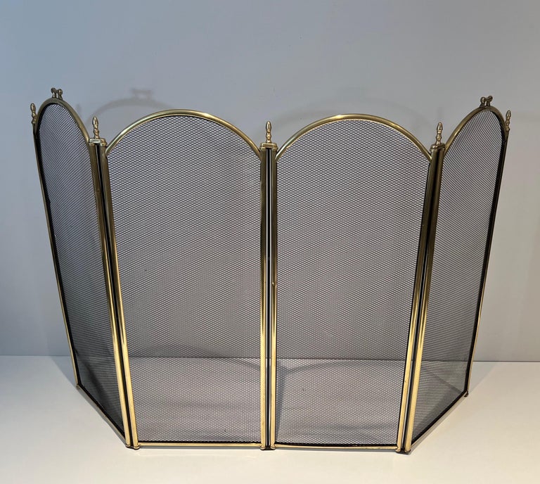 Large brass and Grilling Fireplace Screen For Sale at 1stDibs