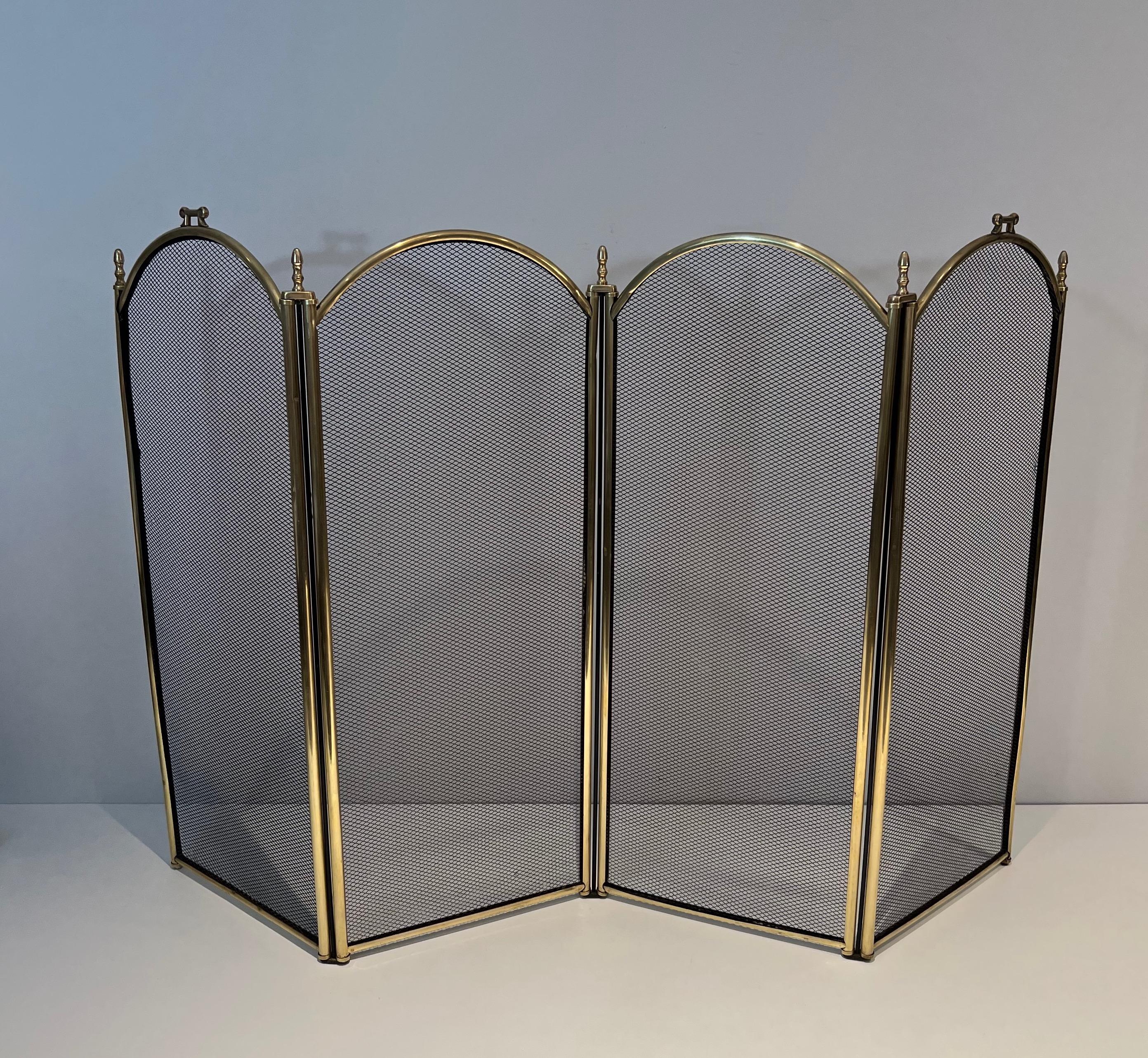 Neoclassical Large brass and Grilling Fireplace Screen