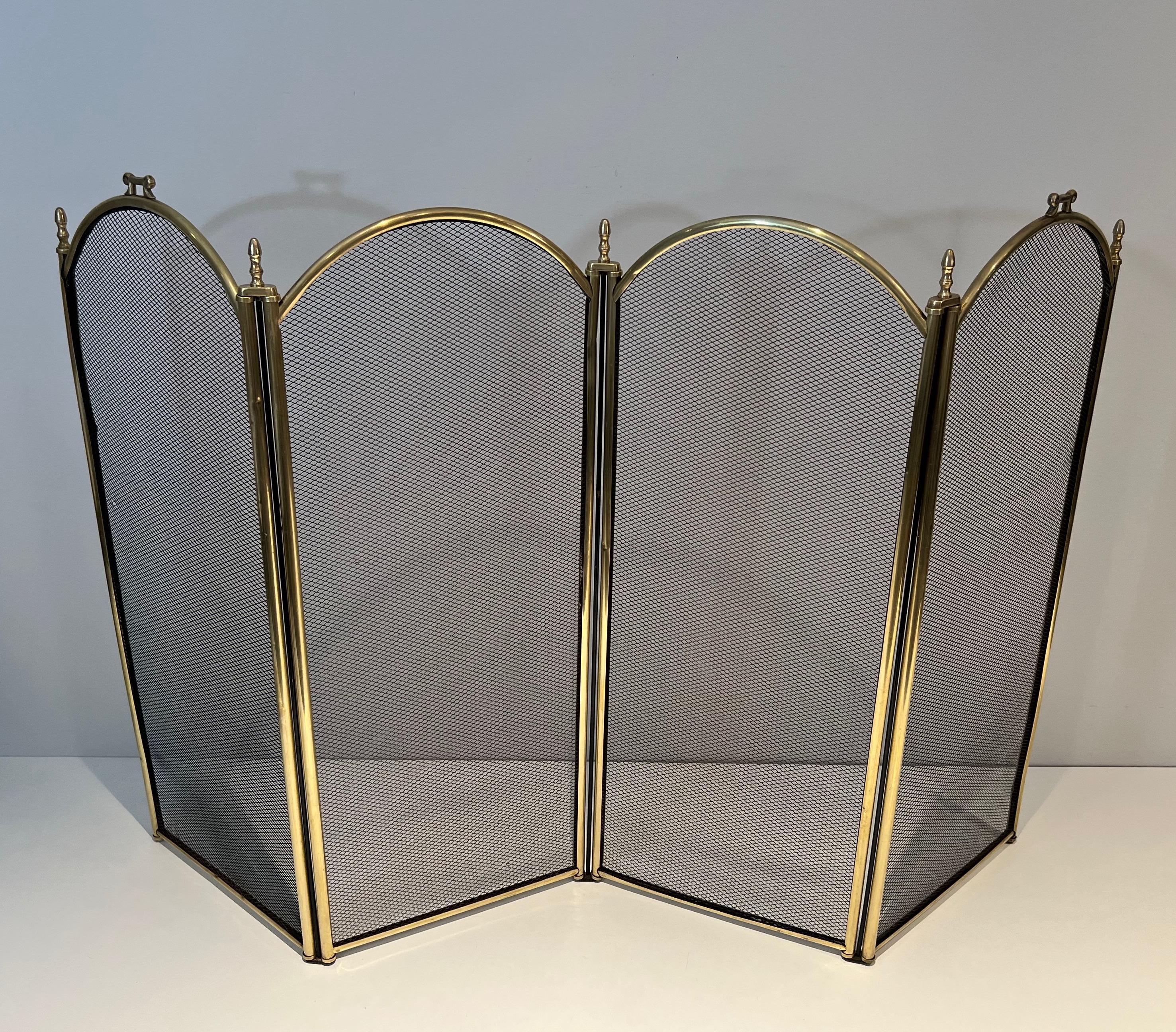 French Large brass and Grilling Fireplace Screen