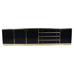 Vintage Large Brass and Lacquer Sideboard, 1970s