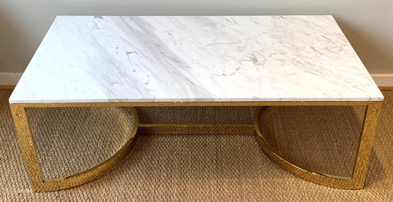 Large Brass and Marble Cocktail Table at 1stDibs