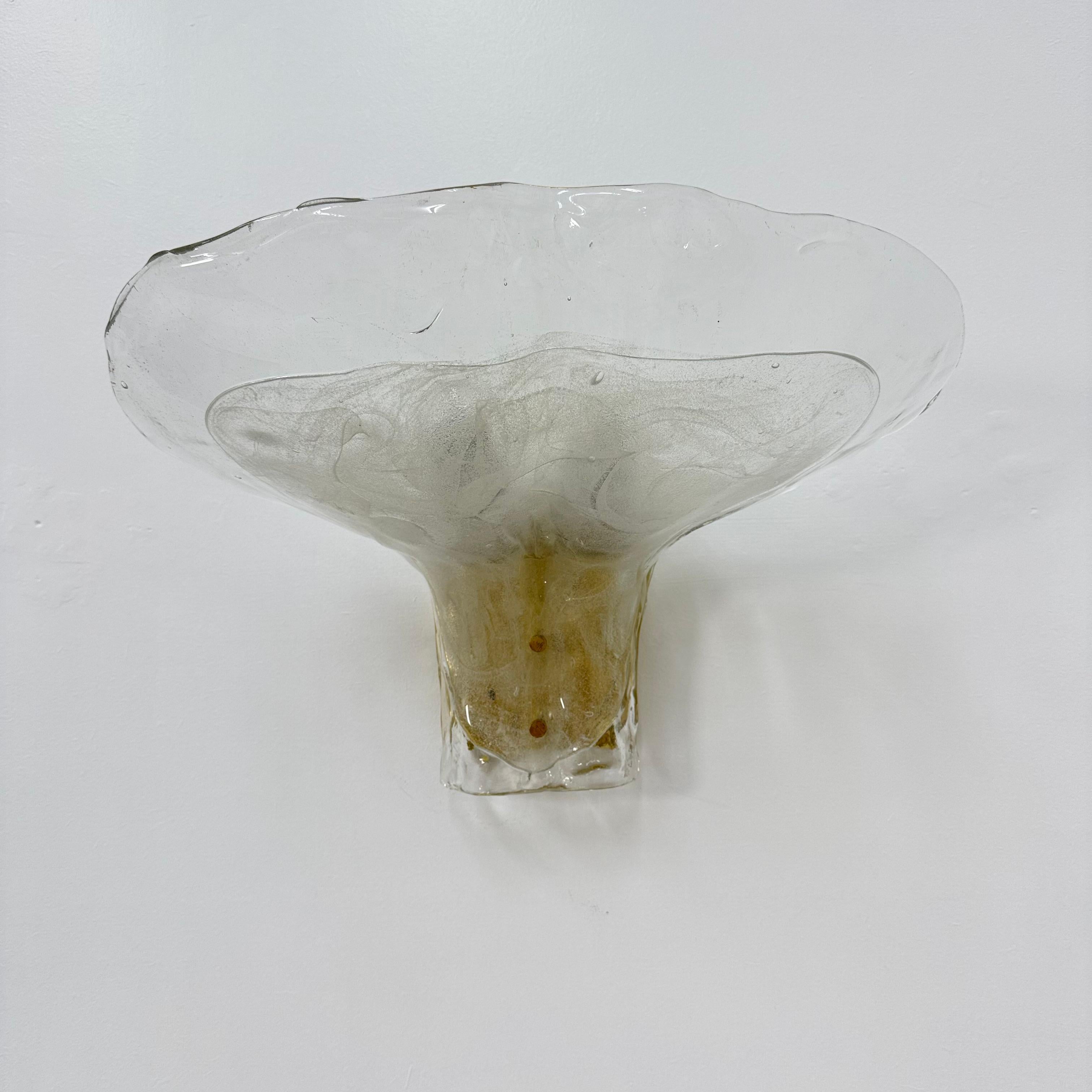 Large Brass and Melting Glass Petal Sconce attributed to J. T. Kalmar for Kalmar For Sale 4