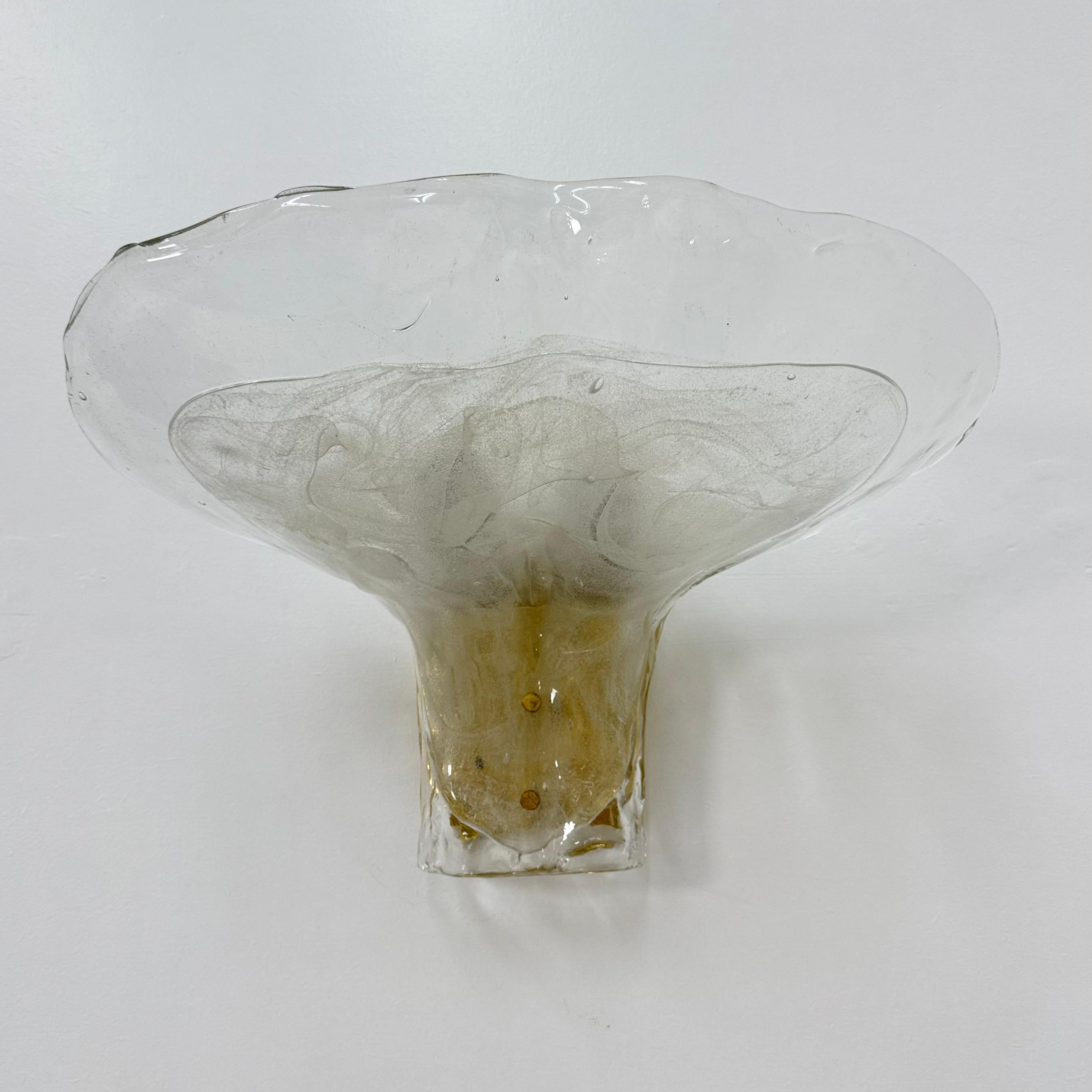 Large Brass and Melting Glass Petal Sconce attributed to J. T. Kalmar for Kalmar For Sale 5