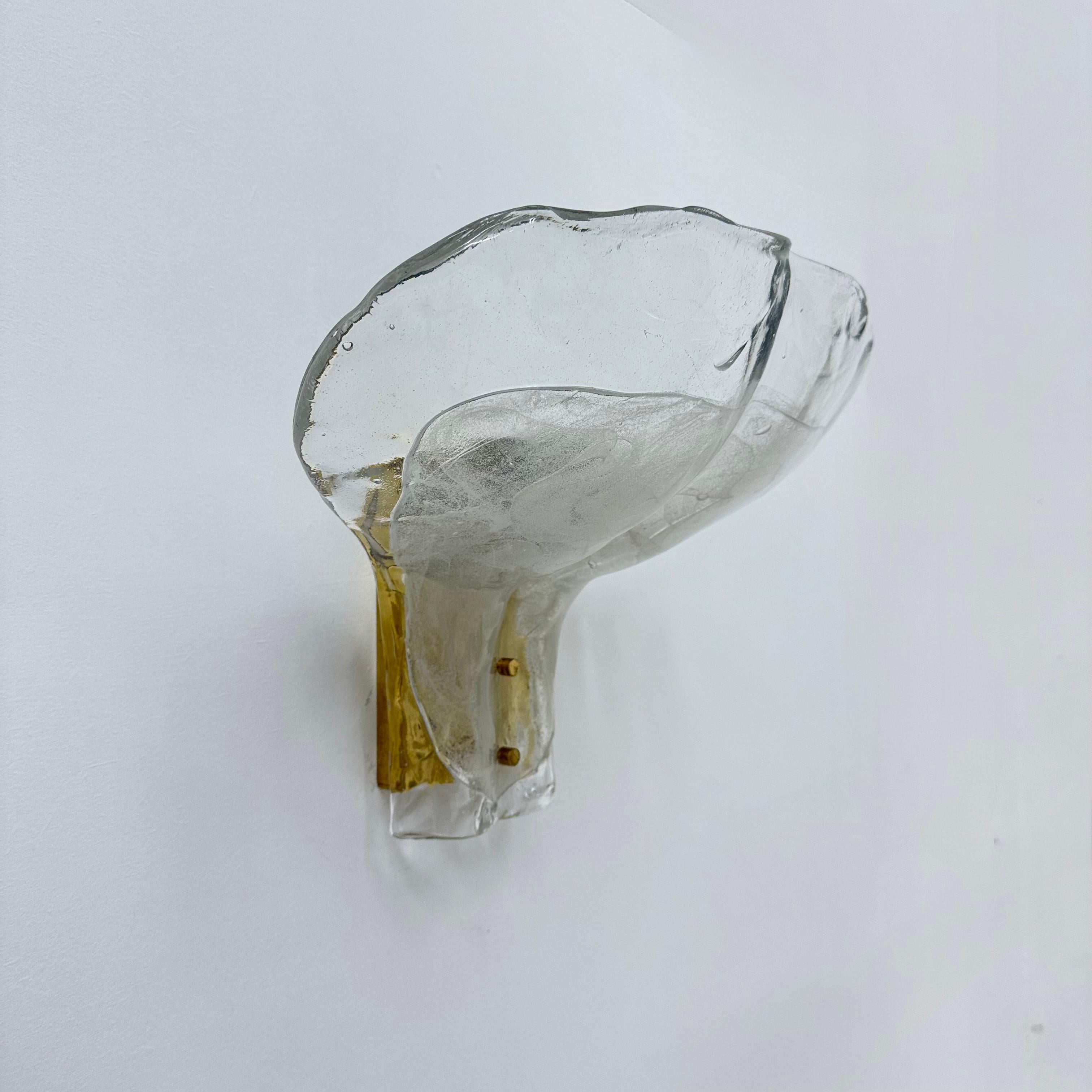 Large Brass and Melting Glass Petal Sconce attributed to J. T. Kalmar for Kalmar For Sale 8