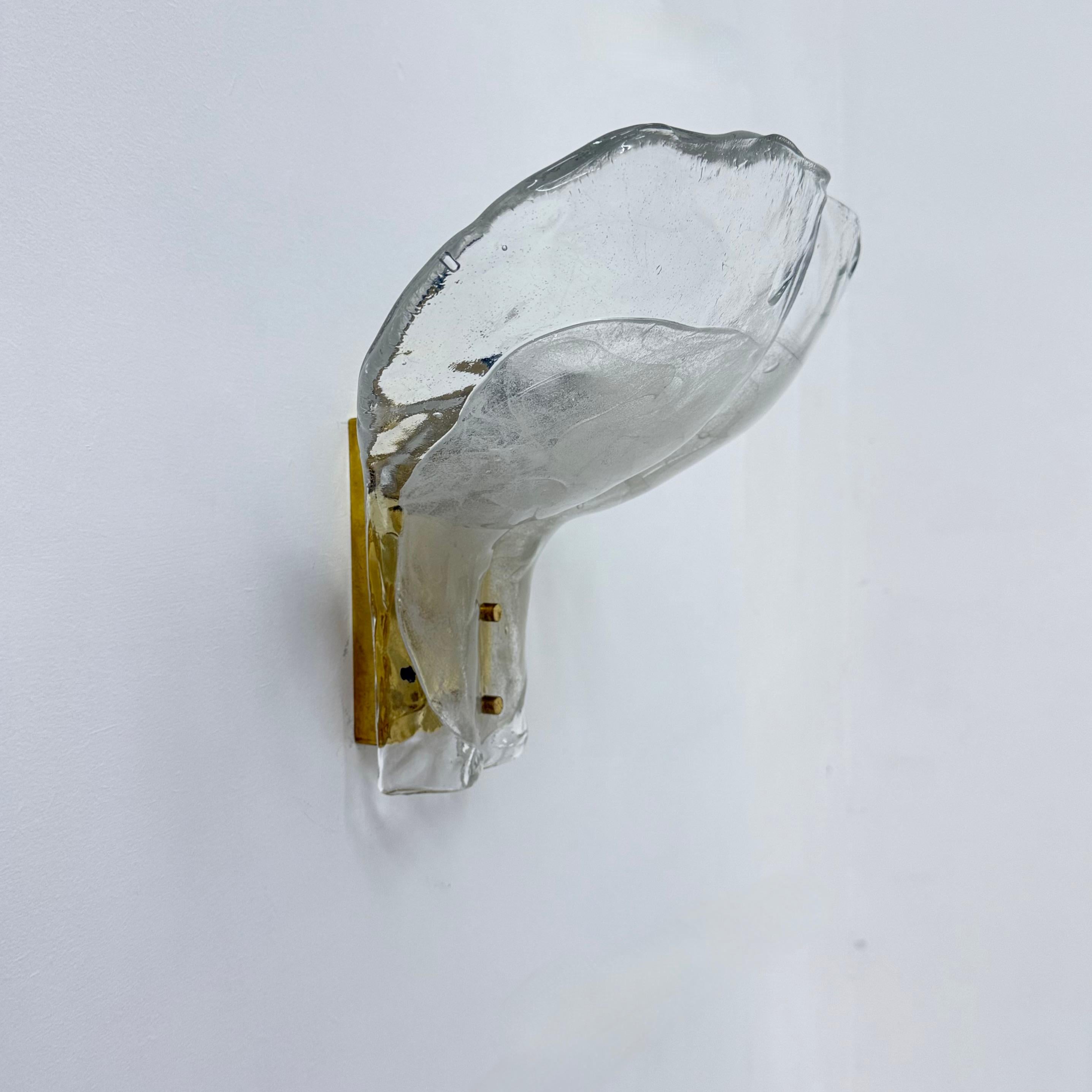 Large Brass and Melting Glass Petal Sconce attributed to J. T. Kalmar for Kalmar For Sale 9