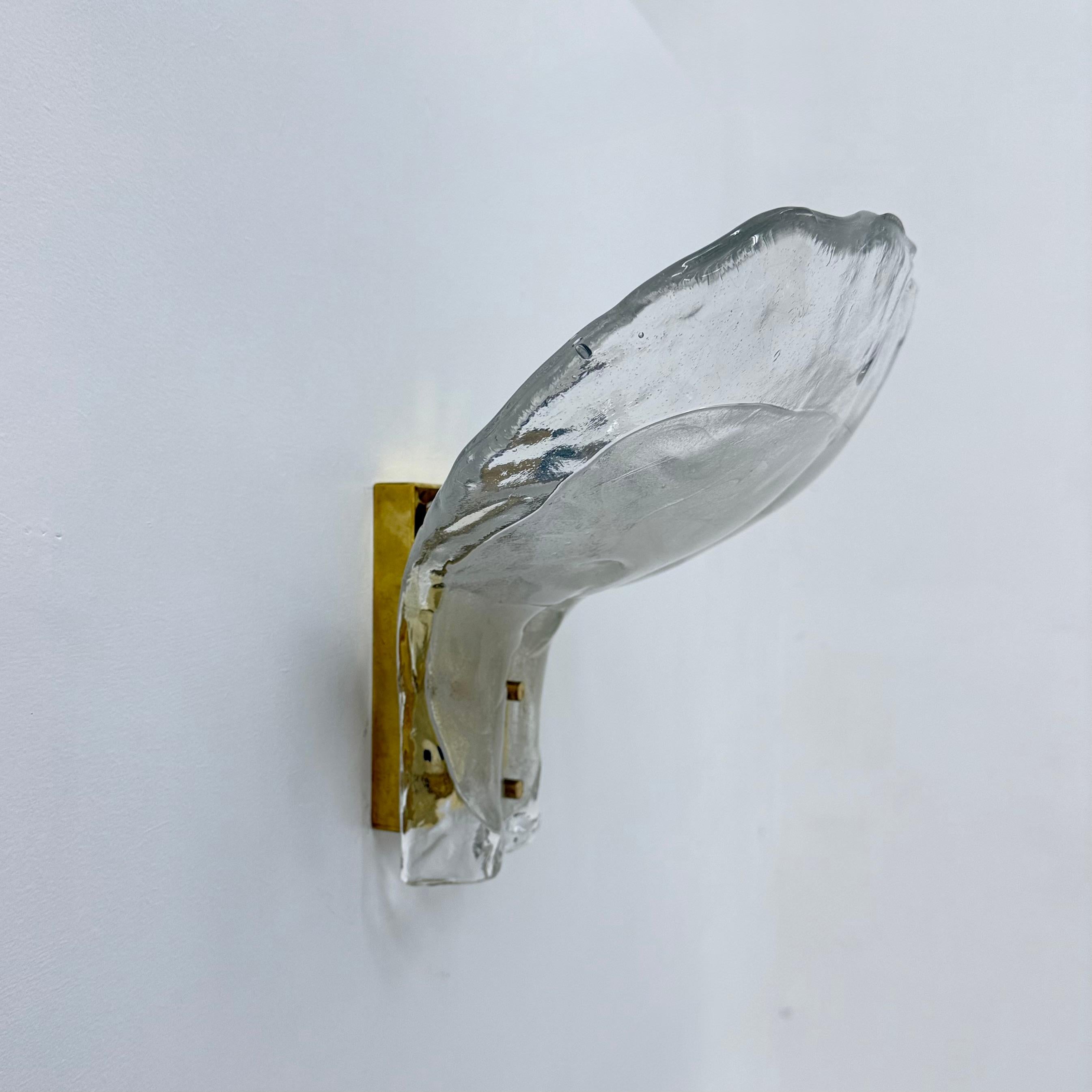 Large Brass and Melting Glass Petal Sconce attributed to J. T. Kalmar for Kalmar For Sale 10