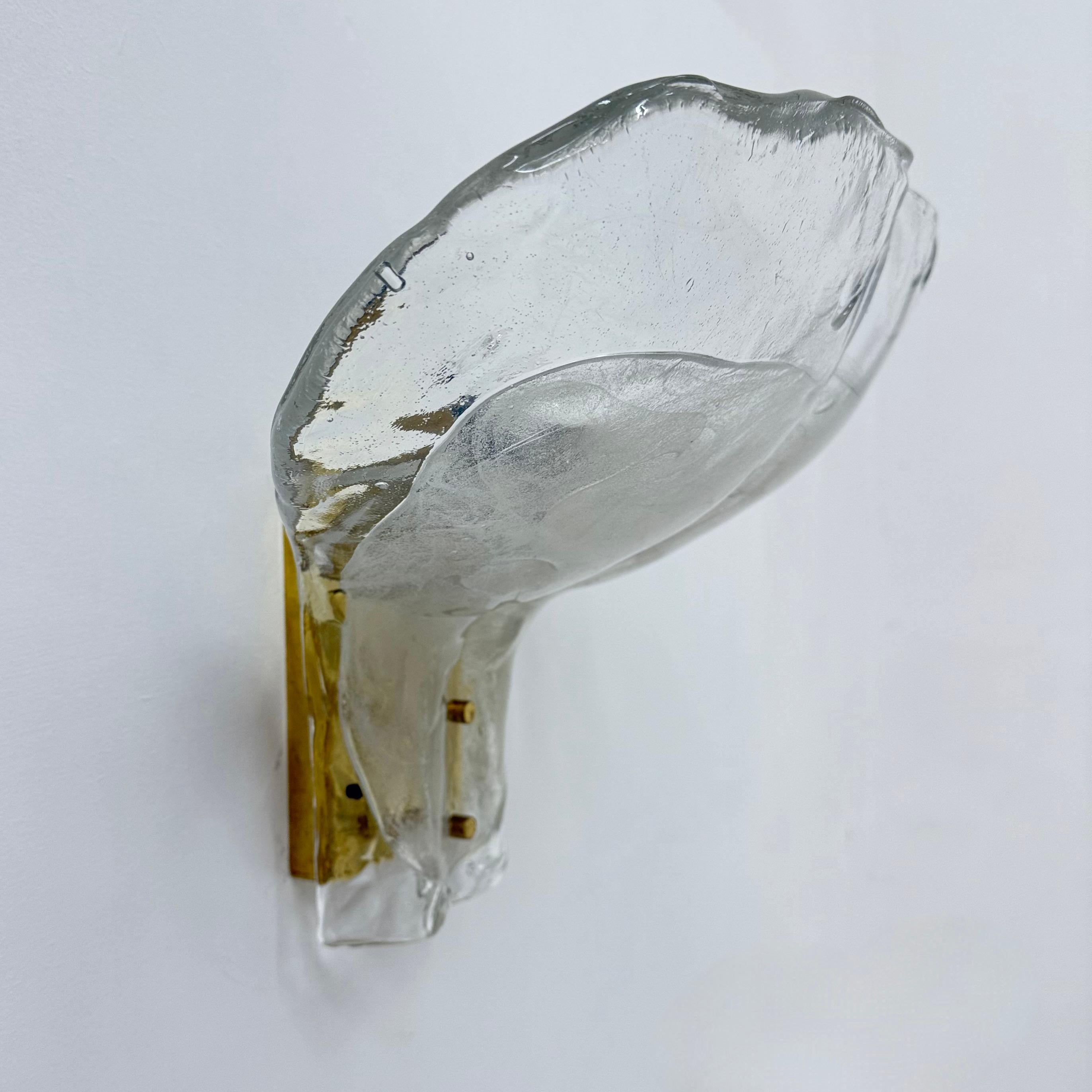 Large Brass and Melting Glass Petal Sconce attributed to J. T. Kalmar for Kalmar For Sale 11