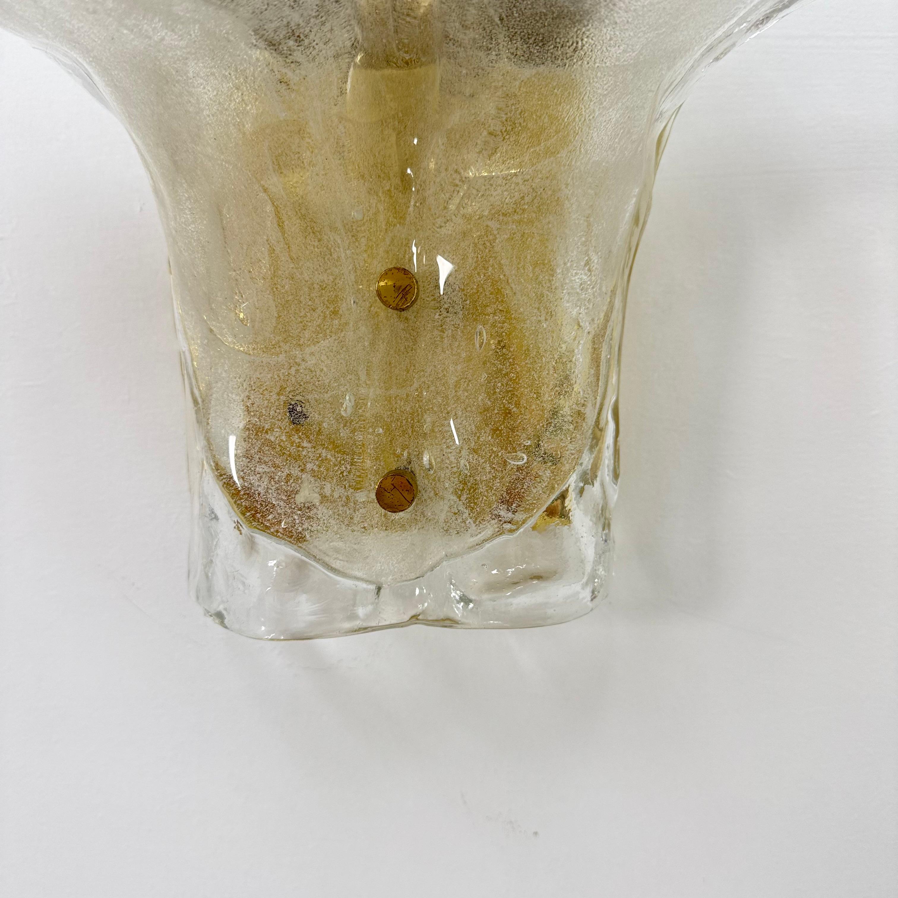 Large Brass and Melting Glass Petal Sconce attributed to J. T. Kalmar for Kalmar For Sale 12