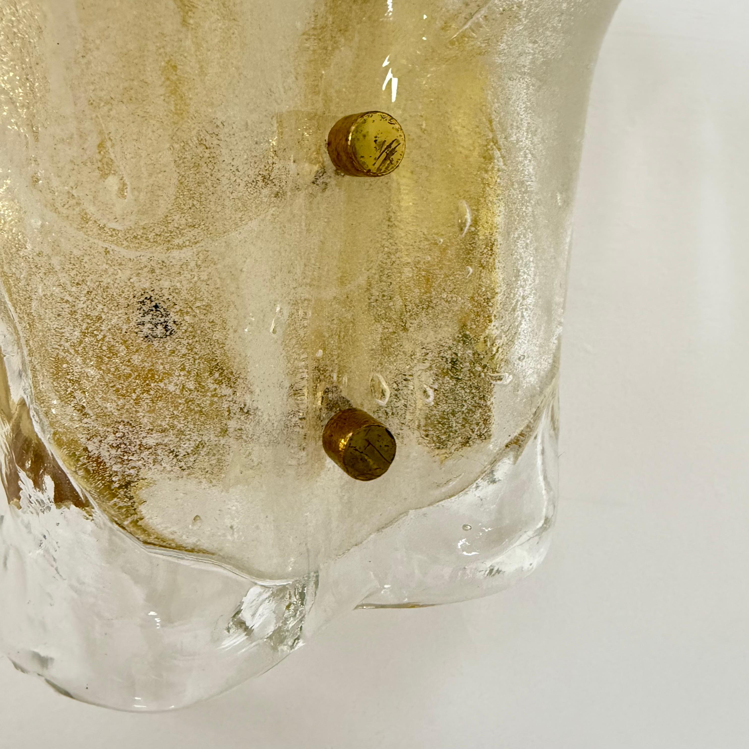 Large Brass and Melting Glass Petal Sconce attributed to J. T. Kalmar for Kalmar For Sale 13