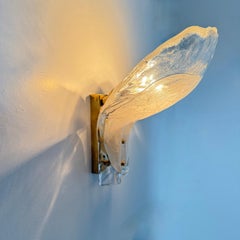 Large Brass and Melting Glass Petal Sconce attributed to J. T. Kalmar for Kalmar